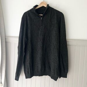 Y2K Banana Republic Men’s Large Dark Gray Quarter Zip 100 Wool Sweater